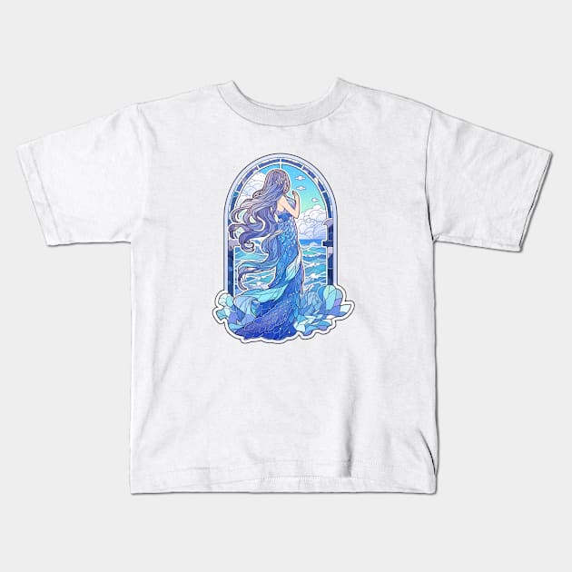 Stained Glass Sea Goddess Kids T-Shirt by DarkSideRunners